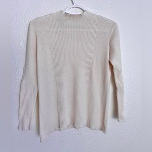 Equipment Femme Cream Ribbed Knit Mock Neck Long Sleeve Top size S